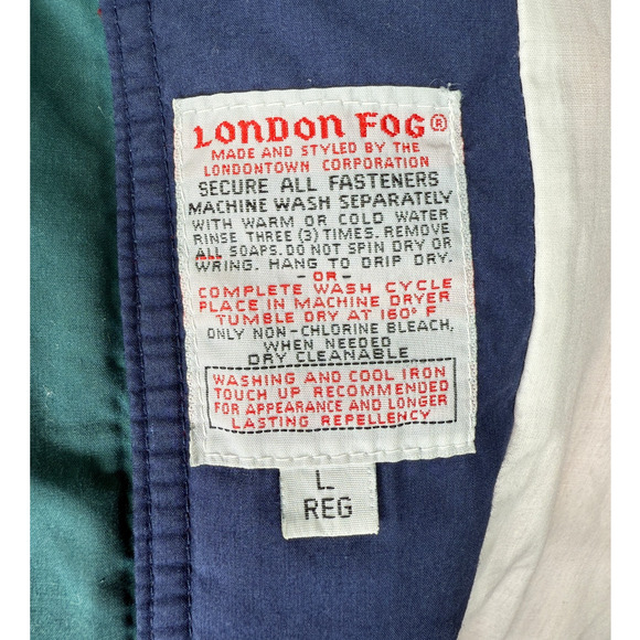 Vintage 90's London Fog Men's L Nautical Jacket Hood Sailing Windbreaker Red - Picture 6 of 10